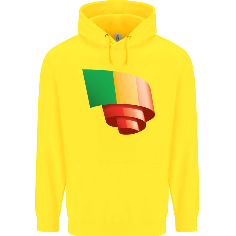 Curled Mali Flag Malian Day Football Childrens Kids Hoodie Yellow