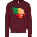 Curled Mali Flag Malian Day Football Kids Sweatshirt Jumper Maroon