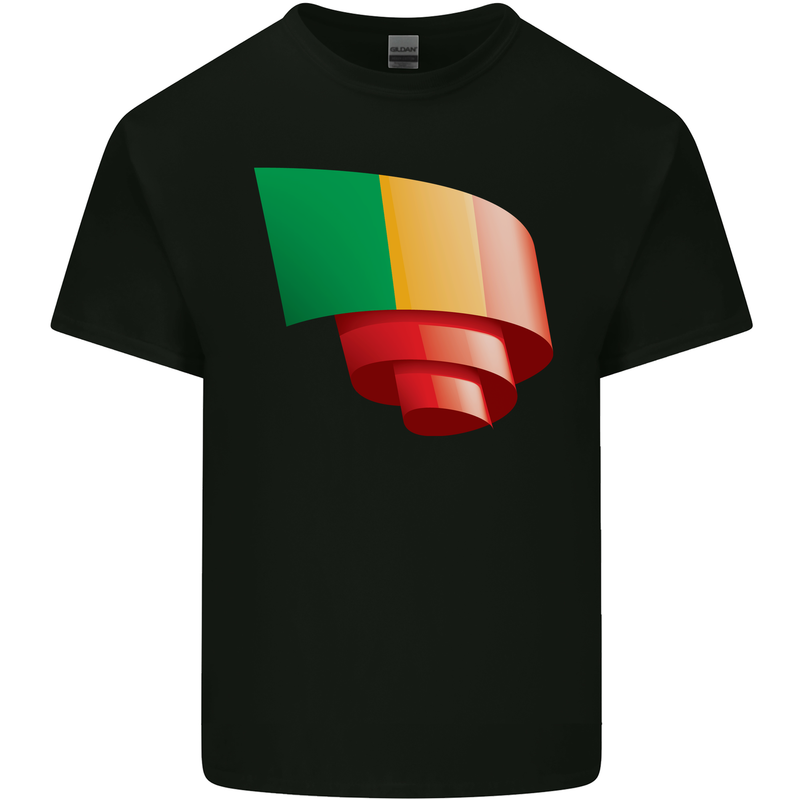 Curled Mali Flag Malian Day Football Kids T-Shirt Childrens Black