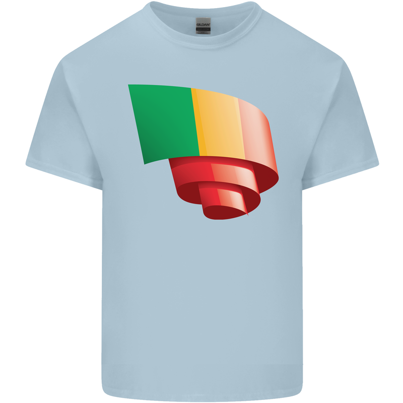Curled Mali Flag Malian Day Football Kids T-Shirt Childrens Light Blue