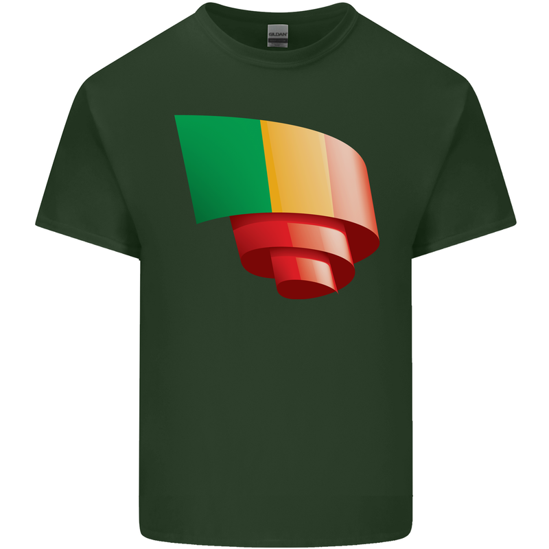 Curled Mali Flag Malian Day Football Mens Cotton T-Shirt Tee Top Forest Green