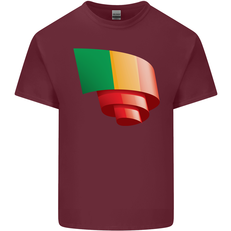 Curled Mali Flag Malian Day Football Mens Cotton T-Shirt Tee Top Maroon