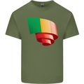 Curled Mali Flag Malian Day Football Mens Cotton T-Shirt Tee Top Military Green