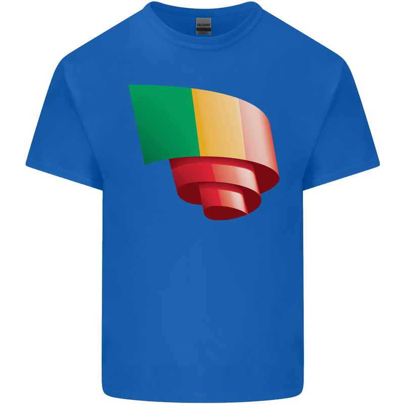 Curled Mali Flag Malian Day Football Mens Cotton T-Shirt Tee Top Royal Blue