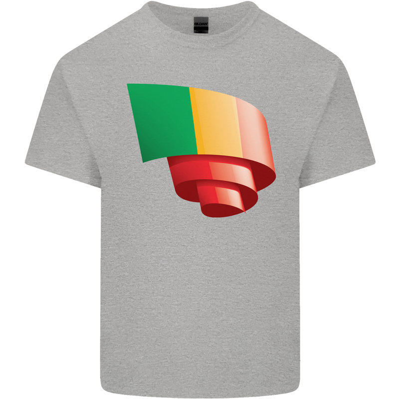 Curled Mali Flag Malian Day Football Mens Cotton T-Shirt Tee Top Sports Grey
