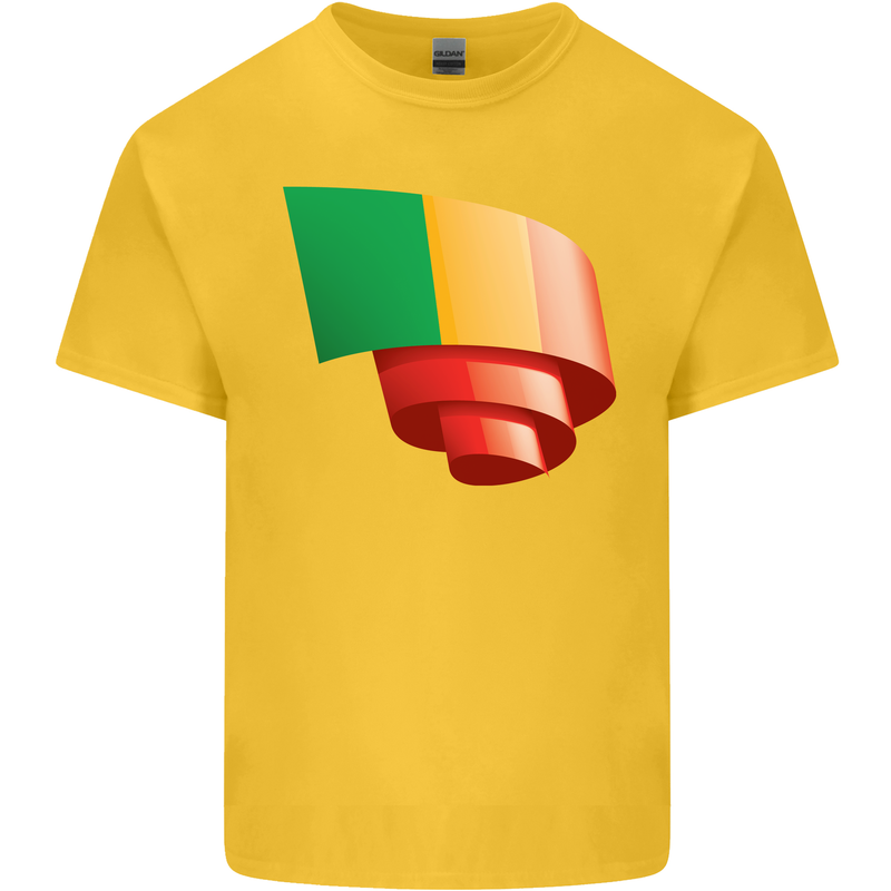 Curled Mali Flag Malian Day Football Mens Cotton T-Shirt Tee Top Yellow