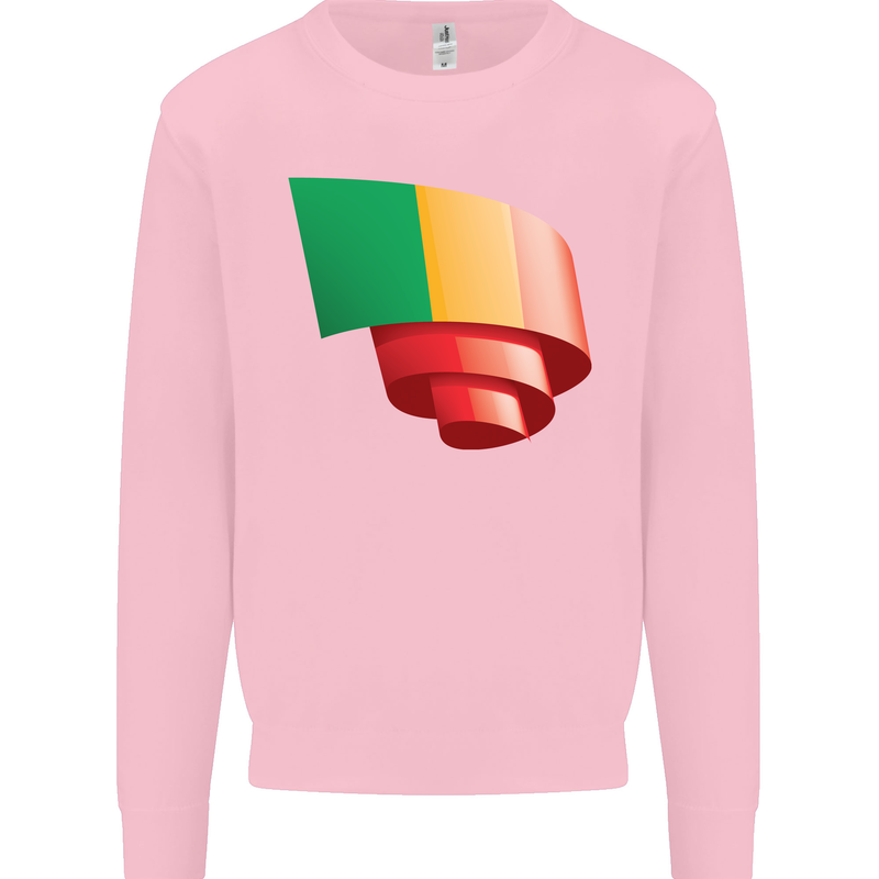 Curled Mali Flag Malian Day Football Mens Sweatshirt Jumper Light Pink