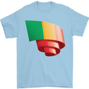 Curled Mali Flag Malian Day Football Mens T-Shirt 100% Cotton Light Blue