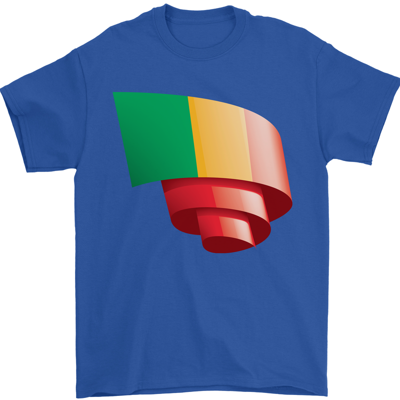 Curled Mali Flag Malian Day Football Mens T-Shirt 100% Cotton Royal Blue