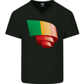 Curled Mali Flag Malian Day Football Mens V-Neck Cotton T-Shirt Black
