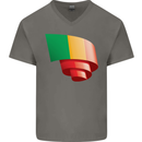 Curled Mali Flag Malian Day Football Mens V-Neck Cotton T-Shirt Charcoal