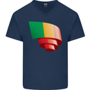 Curled Mali Flag Malian Day Football Mens V-Neck Cotton T-Shirt Navy Blue
