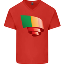 Curled Mali Flag Malian Day Football Mens V-Neck Cotton T-Shirt Red