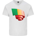 Curled Mali Flag Malian Day Football Mens V-Neck Cotton T-Shirt White