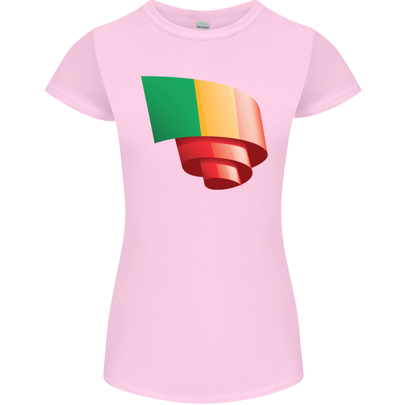 Curled Mali Flag Malian Day Football Womens Petite Cut T-Shirt Light Pink