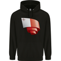 Curled Malta Flag Maltese Day Football Childrens Kids Hoodie Black