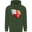Curled Malta Flag Maltese Day Football Childrens Kids Hoodie Forest Green