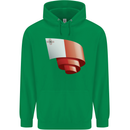 Curled Malta Flag Maltese Day Football Childrens Kids Hoodie Irish Green