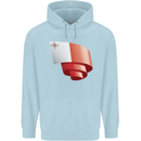 Curled Malta Flag Maltese Day Football Childrens Kids Hoodie Light Blue