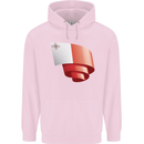 Curled Malta Flag Maltese Day Football Childrens Kids Hoodie Light Pink