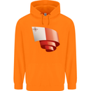 Curled Malta Flag Maltese Day Football Childrens Kids Hoodie Orange