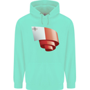 Curled Malta Flag Maltese Day Football Childrens Kids Hoodie Peppermint