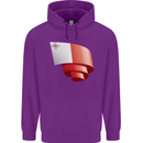 Curled Malta Flag Maltese Day Football Childrens Kids Hoodie Purple