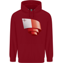 Curled Malta Flag Maltese Day Football Childrens Kids Hoodie Red