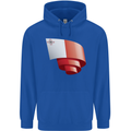 Curled Malta Flag Maltese Day Football Childrens Kids Hoodie Royal Blue