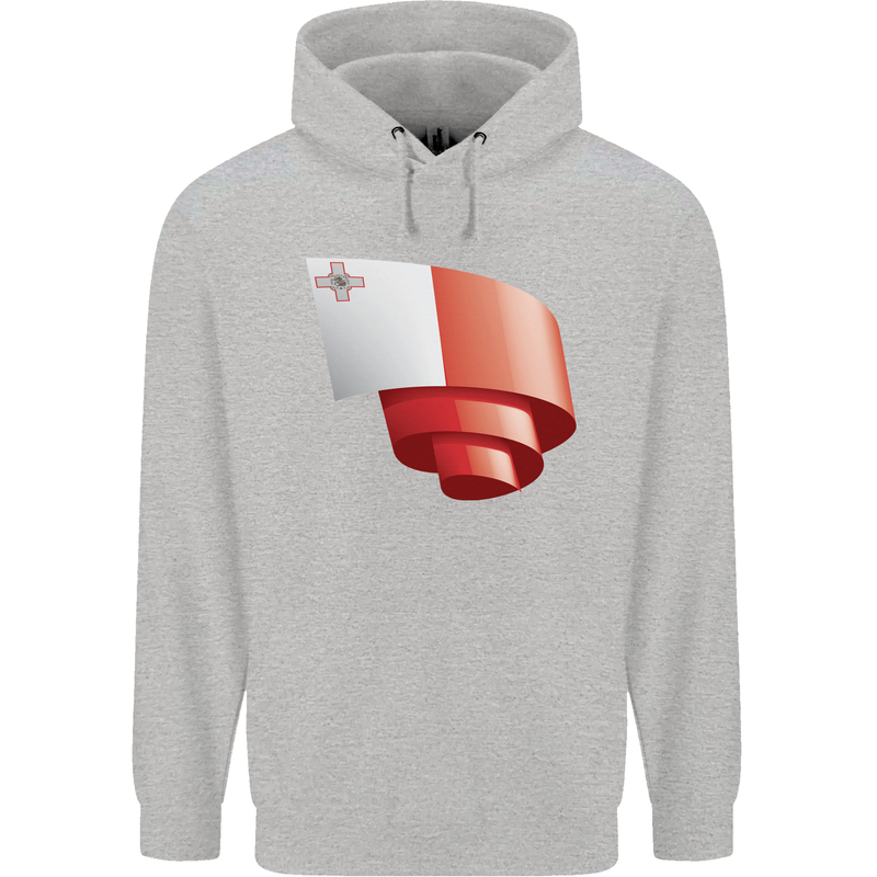 Curled Malta Flag Maltese Day Football Childrens Kids Hoodie Sports Grey