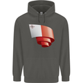 Curled Malta Flag Maltese Day Football Childrens Kids Hoodie Storm Grey
