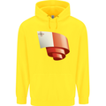 Curled Malta Flag Maltese Day Football Childrens Kids Hoodie Yellow