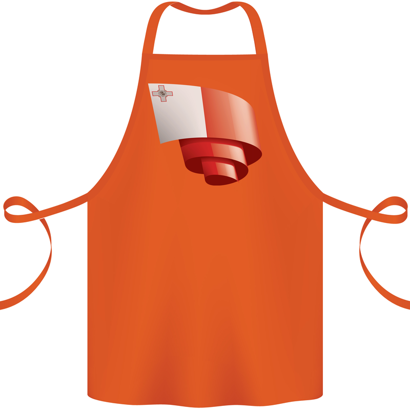Curled Malta Flag Maltese Day Football Cotton Apron 100% Organic Orange