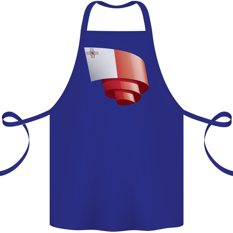 Curled Malta Flag Maltese Day Football Cotton Apron 100% Organic Royal Blue