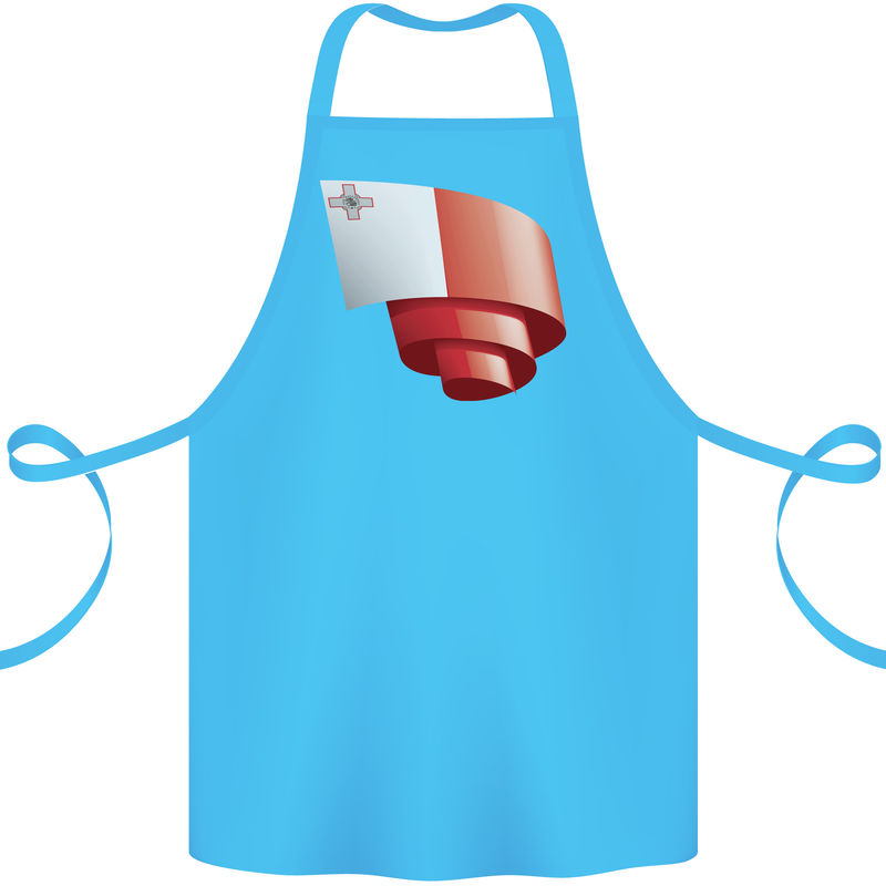 Curled Malta Flag Maltese Day Football Cotton Apron 100% Organic Turquoise