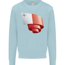 Curled Malta Flag Maltese Day Football Kids Sweatshirt Jumper Light Blue