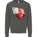 Curled Malta Flag Maltese Day Football Kids Sweatshirt Jumper Storm Grey