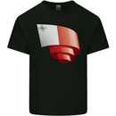 Curled Malta Flag Maltese Day Football Kids T-Shirt Childrens Black