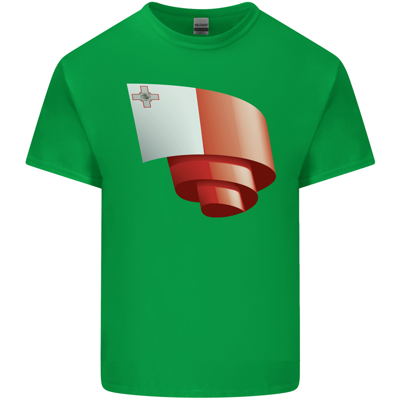 Curled Malta Flag Maltese Day Football Kids T-Shirt Childrens Irish Green