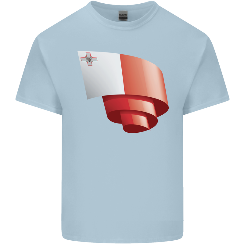 Curled Malta Flag Maltese Day Football Kids T-Shirt Childrens Light Blue