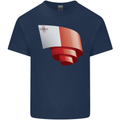Curled Malta Flag Maltese Day Football Kids T-Shirt Childrens Navy Blue