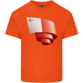 Curled Malta Flag Maltese Day Football Kids T-Shirt Childrens Orange