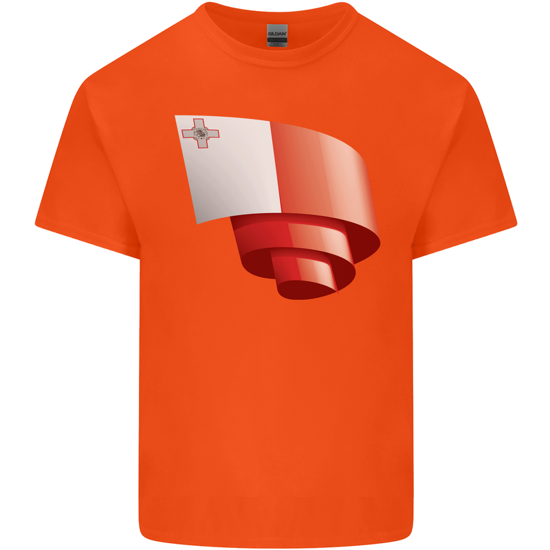 Curled Malta Flag Maltese Day Football Kids T-Shirt Childrens Orange