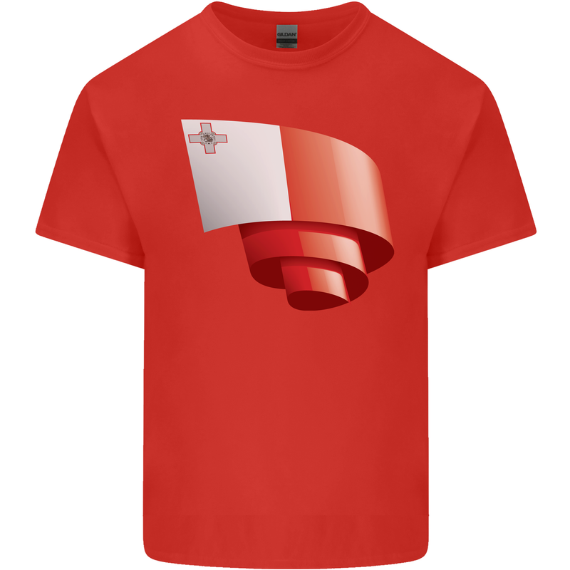 Curled Malta Flag Maltese Day Football Kids T-Shirt Childrens Red