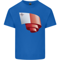 Curled Malta Flag Maltese Day Football Kids T-Shirt Childrens Royal Blue
