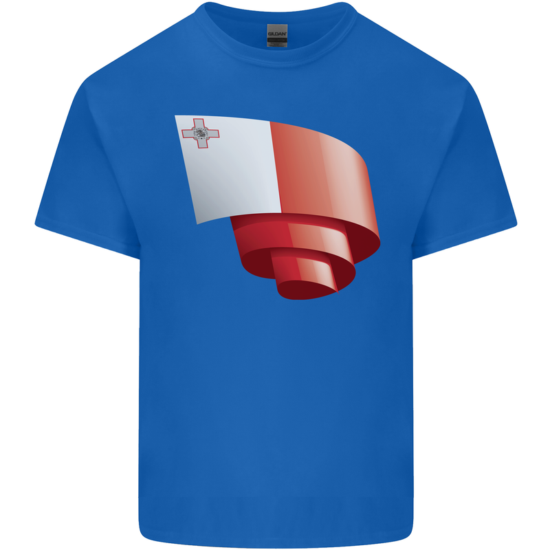 Curled Malta Flag Maltese Day Football Kids T-Shirt Childrens Royal Blue