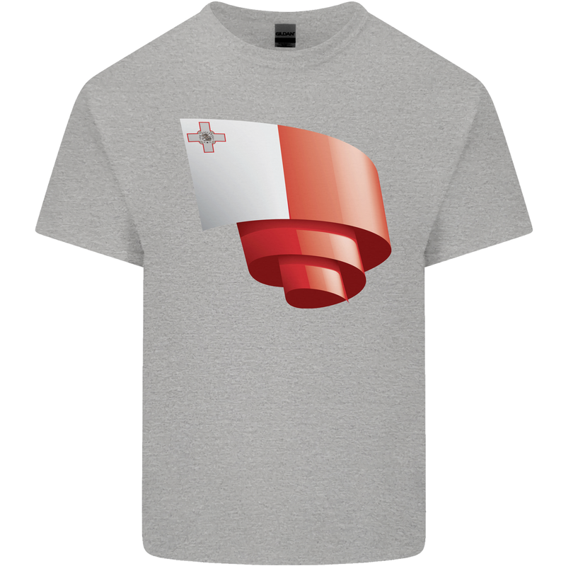 Curled Malta Flag Maltese Day Football Kids T-Shirt Childrens Sports Grey