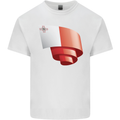 Curled Malta Flag Maltese Day Football Kids T-Shirt Childrens White