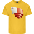 Curled Malta Flag Maltese Day Football Kids T-Shirt Childrens Yellow