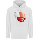 Curled Malta Flag Maltese Day Football Mens 80% Cotton Hoodie White